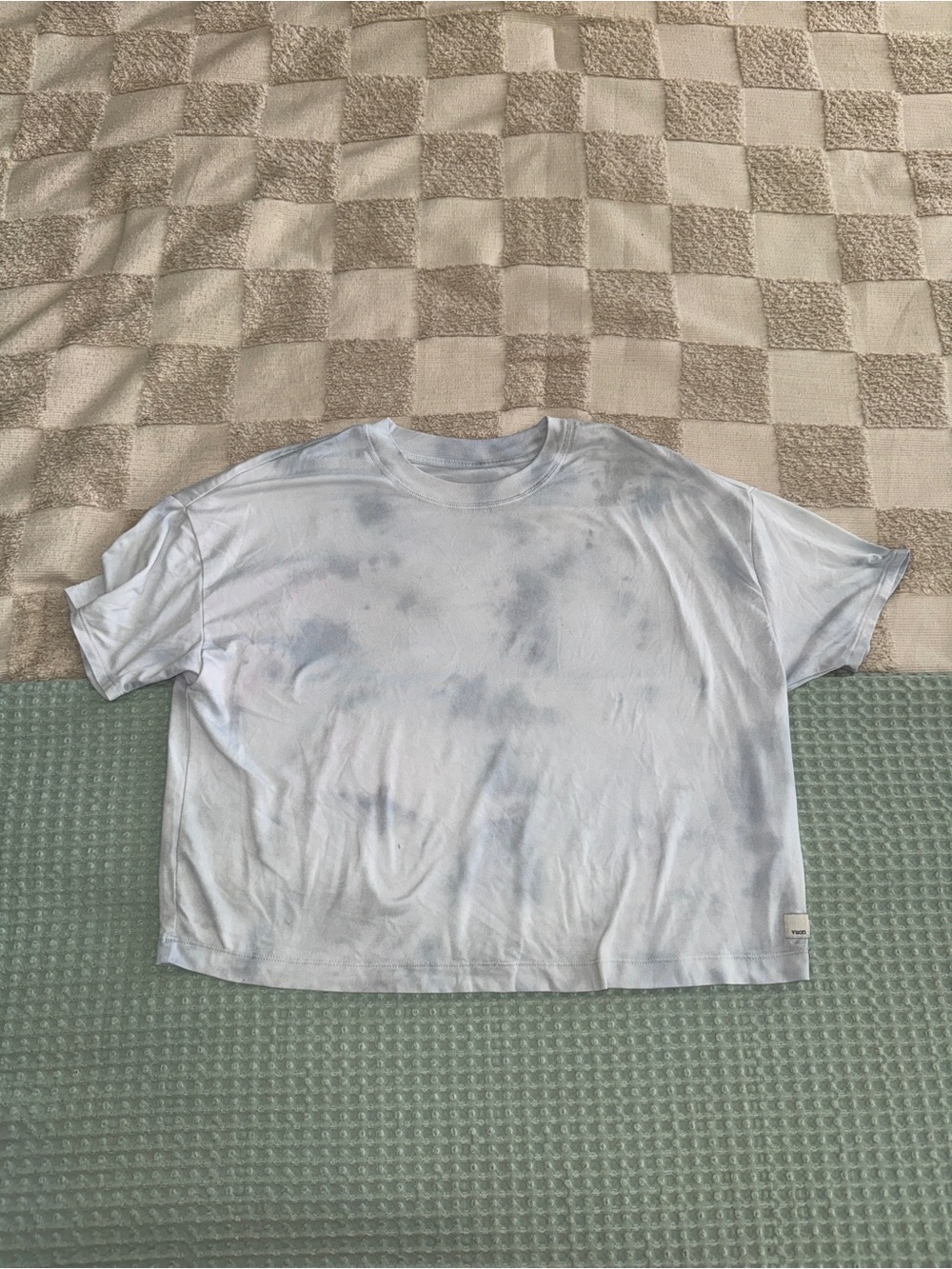 Vuori Pale Blue Tye Dye Short Sleeve Boxy Crop Tee Size S